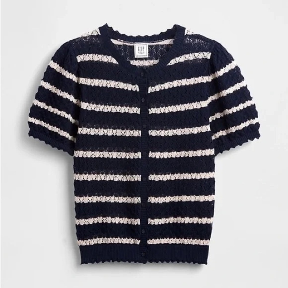 GAP X Doen striped linen cardigan size M - Picture 2 of 7